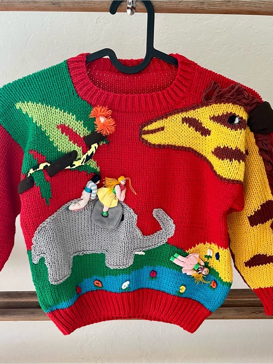 Other - Whimsical Red Animal Appliqué Knit Sweater